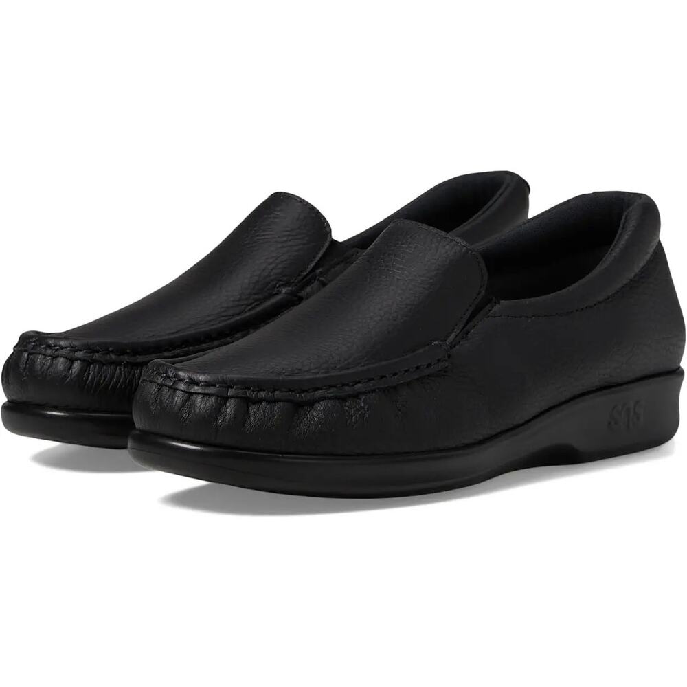 SAS Womens Twin Slip On Comfort Loafers US 7.5 M Black Leather EUC